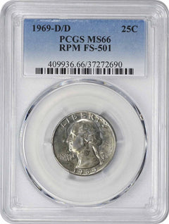 1969-D/D Washington Quarter RPM FS-501 MS66 PCGS-1
