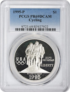 1995-P Cycling Olympic Silver Commemorative Dollar PR69DCAM PCGS Proof 69 DC-1