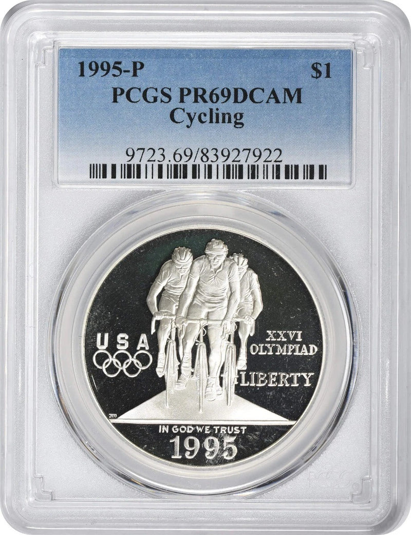 1995-P Cycling Olympic Silver Commemorative Dollar PR69DCAM PCGS Proof 69 DC-1