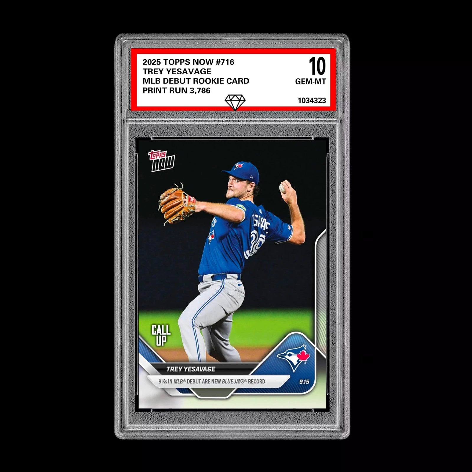 Graded 10 Trey Yesavage MLB Debut Rookie RC Card 2025 MLB Topps NOW 716-1