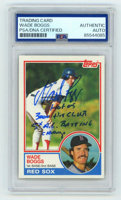 Wade Boggs 1983 Topps #498 Signed Rookie RC w/ 3 Insc. PSA Authentic Auto HOF-1