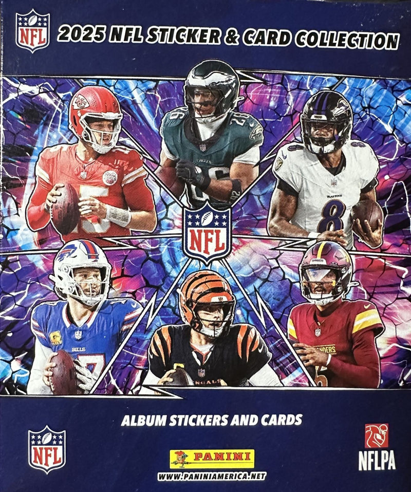 2025 Panini NFL Football Sticker Collection Box 50 Packs 250 Stickers 50 Cards-1
