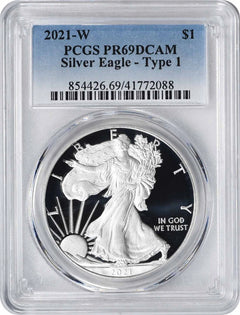 2021-W $1 American Silver Eagle Type 1 PR69DCAM PCGS-1