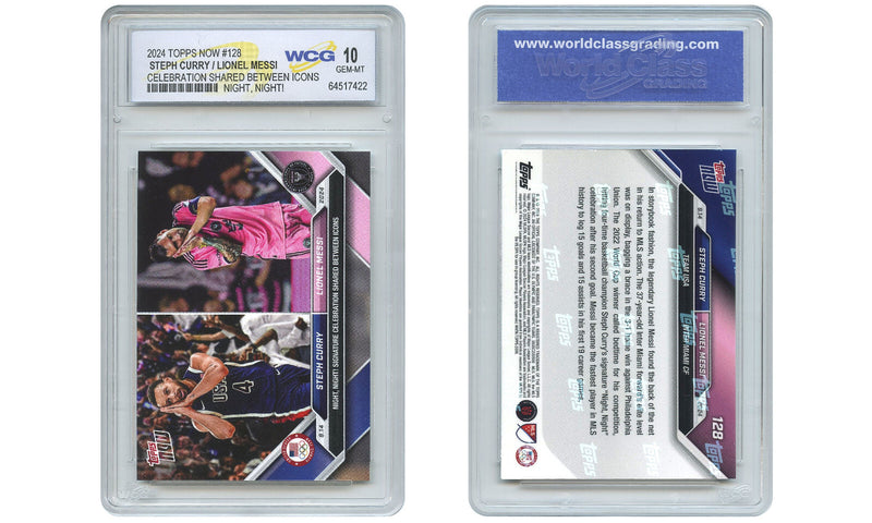 2024 Topps Now STEPH CURRY & LIONEL MESSI Double Card #128 - Graded GEM MINT 10-1
