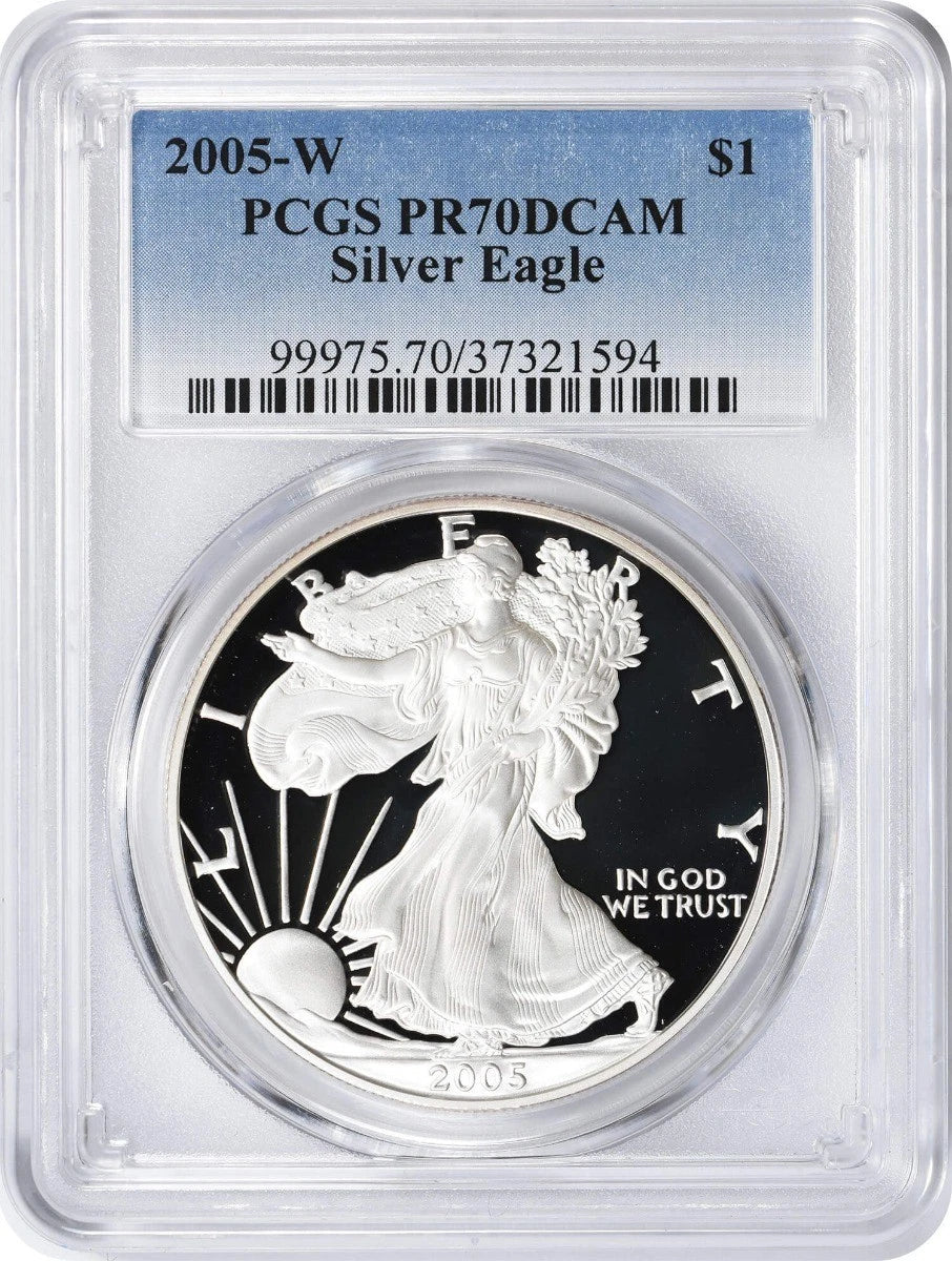 2005-W American Silver Eagle Dollar PR70DCAM PCGS Proof 70 Deep Cameo-1