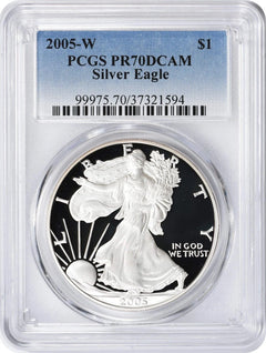 2005-W American Silver Eagle Dollar PR70DCAM PCGS Proof 70 Deep Cameo-1