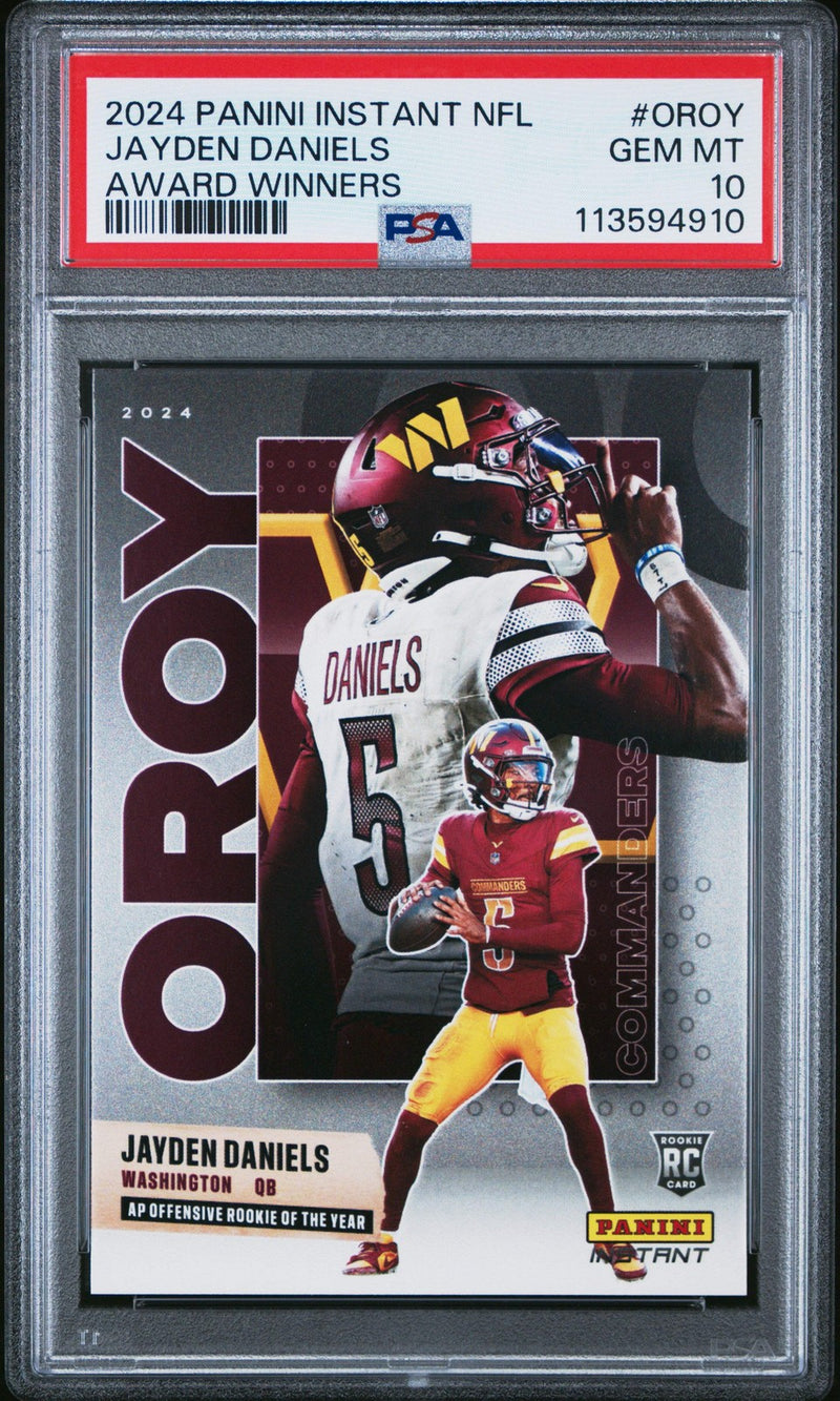 Graded 2024 Panini Instant Jayden Daniels #OROY Award Winners Rookie Card PSA 10-1