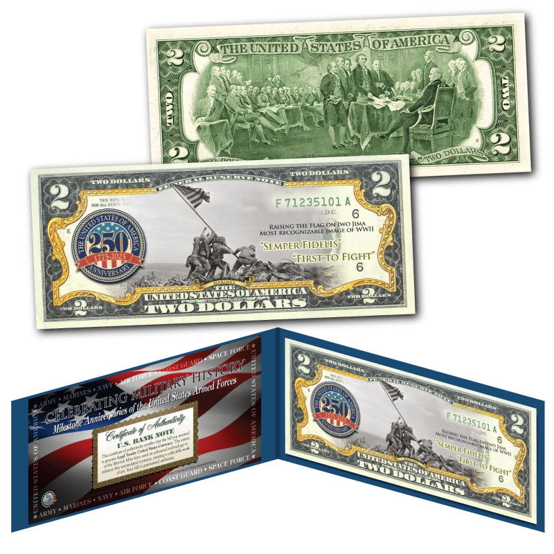 MARINES 250th ANNIVERSARY Milestones of the U.S. Armed Forces Genuine US $2 Bill-2