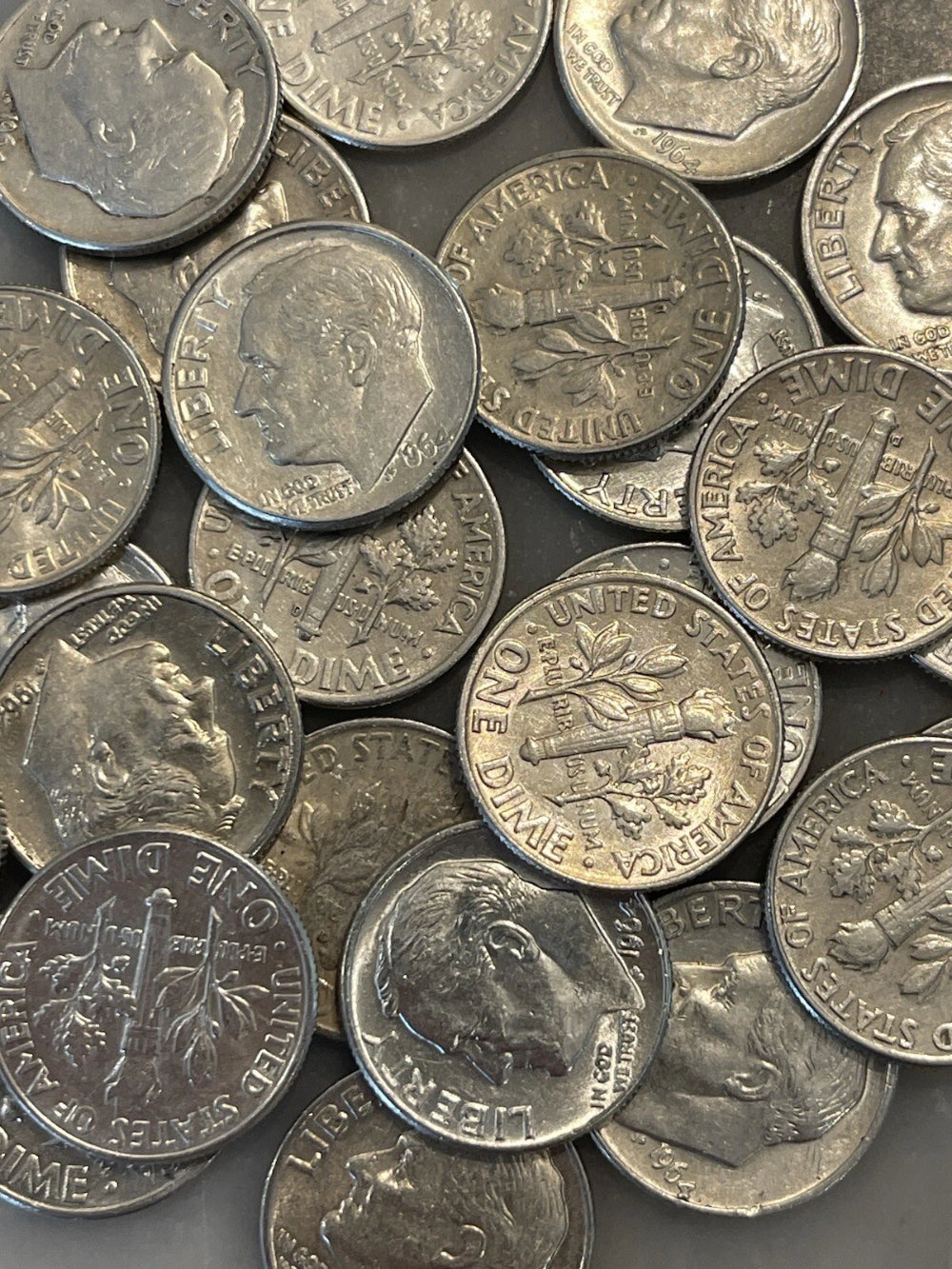 [Lot of 25] 1964 Roosevelt Dimes - ALL 1964 - 90% Silver CHOOSE # LOTS!-3