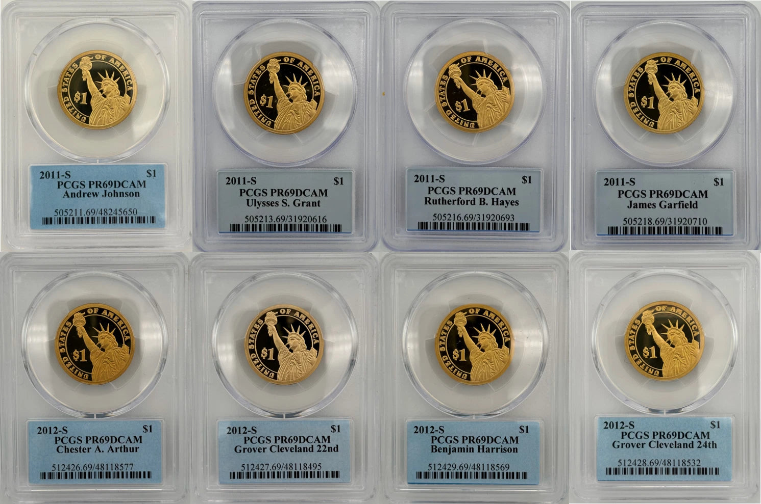 2011 - 2012 S 8 Coin Presidential $1 PCGS 69 Proof Dollar Set-3