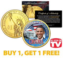 BARACK OBAMA Presidential $1 Dollar Coin Gold Plated *AS SEEN ON TV* BUY 1 GET 1-1