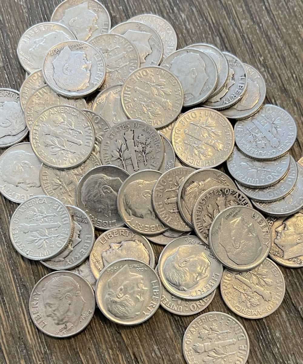 Roosevelt Dime Full Roll, 50 monedas - 90% plata - Circulado, ¡elige cuántas!-3