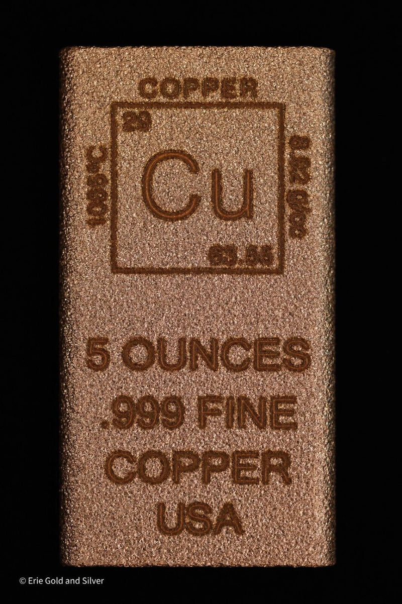 5 oz Copper Bar Element Design Made in USA | Rectangle Ingot Copper Bullion CU-1