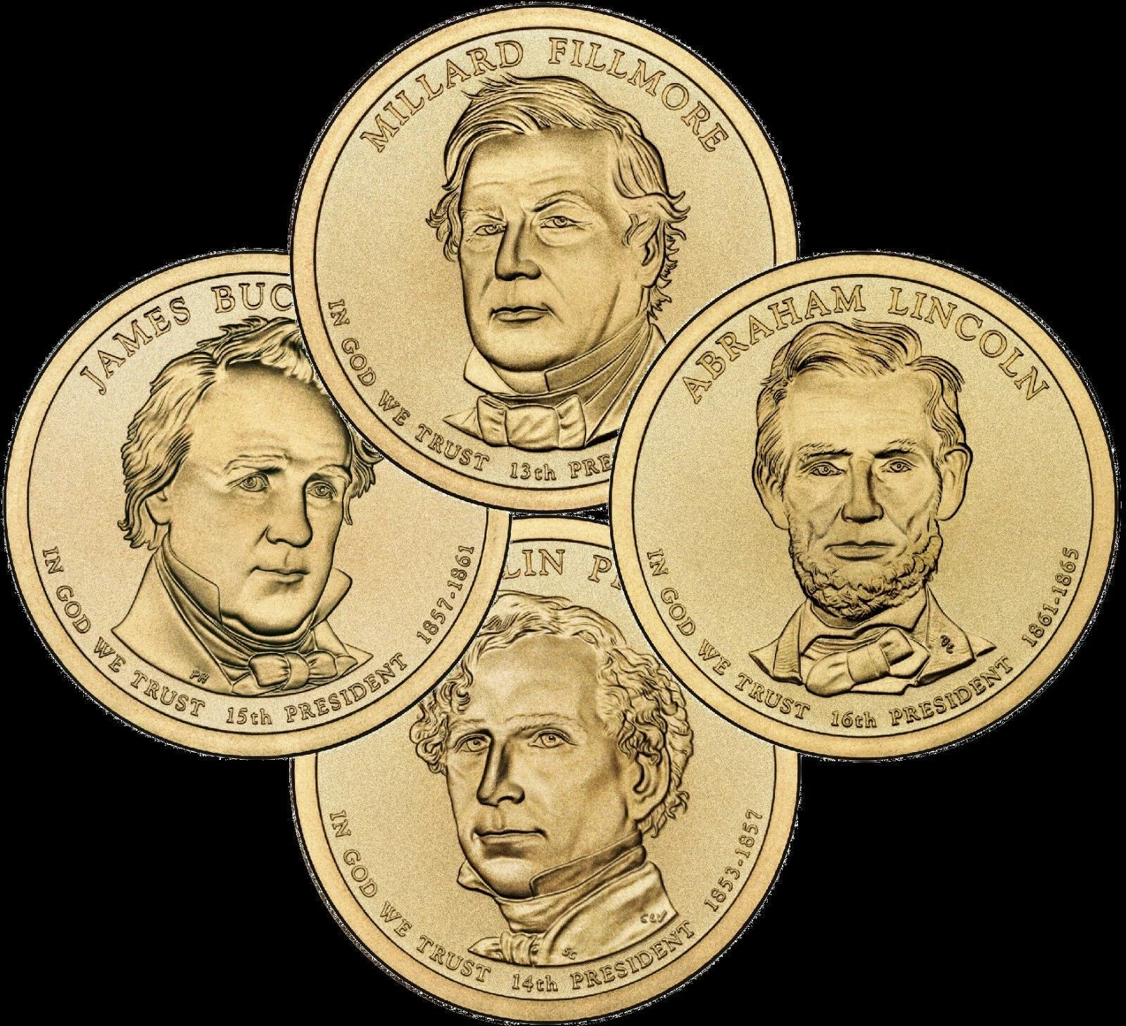 A 2010 Presidential Dollar COMPLETE 4 Coin Set Brilliant Uncirculated US Mint-3