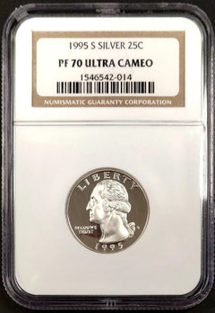 1995 S Silver Proof Washington Quarter certified PF 70 Ultra Cameo by NGC!-3