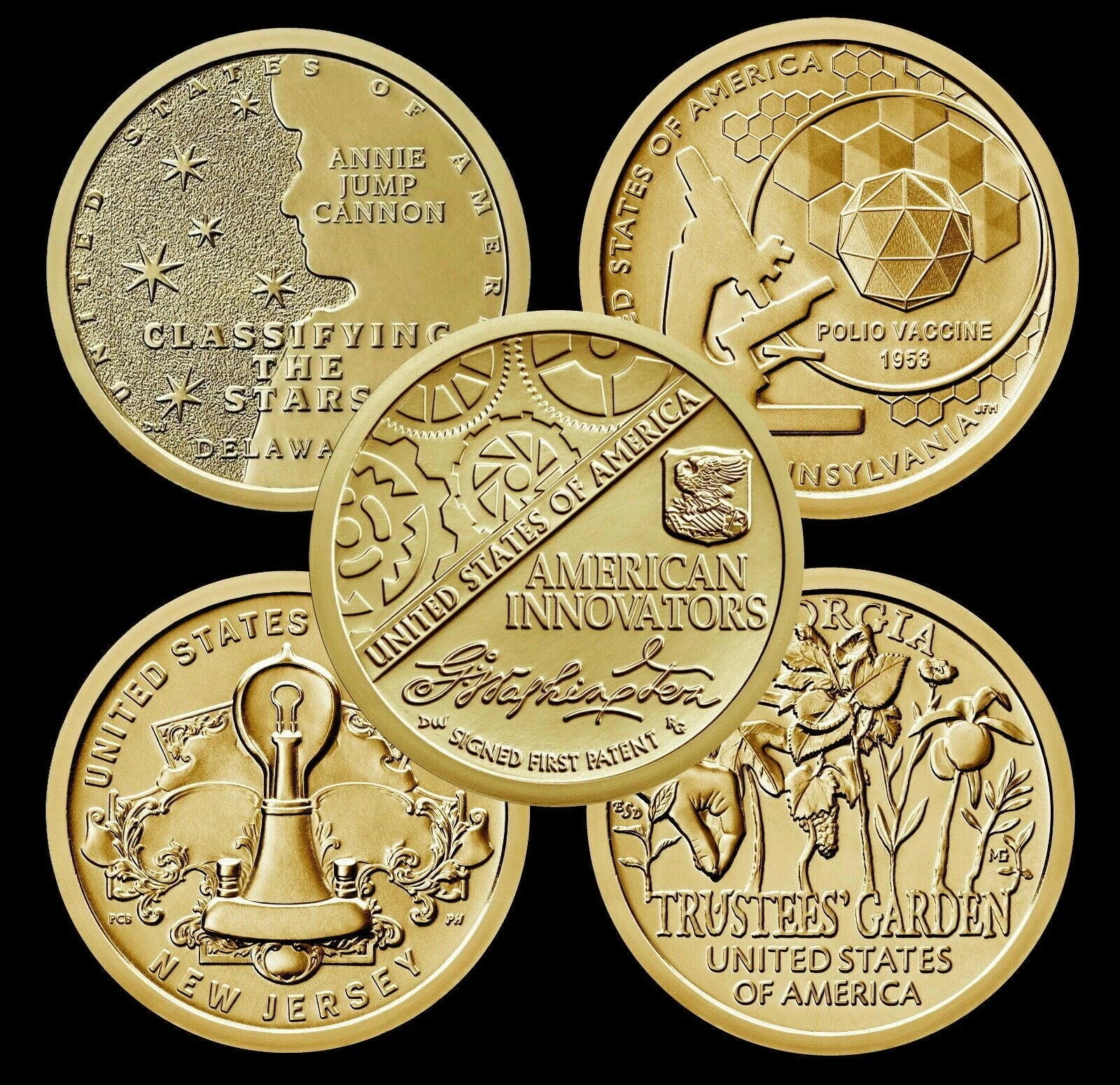 2018/2019 All 5 American Innovation Brilliant Uncirculated Dollar COMPLETE SET!-3