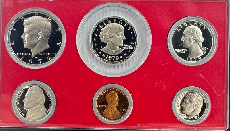 1979 S Proof Style 6 Piece Set with Storage Box, Premium Finish Collection Series, Retro Inspired Currency Display, Classic Design Theme, Memory Keepsake Set, Desktop Showcase Item, Office Decor, Home Display Accent-3