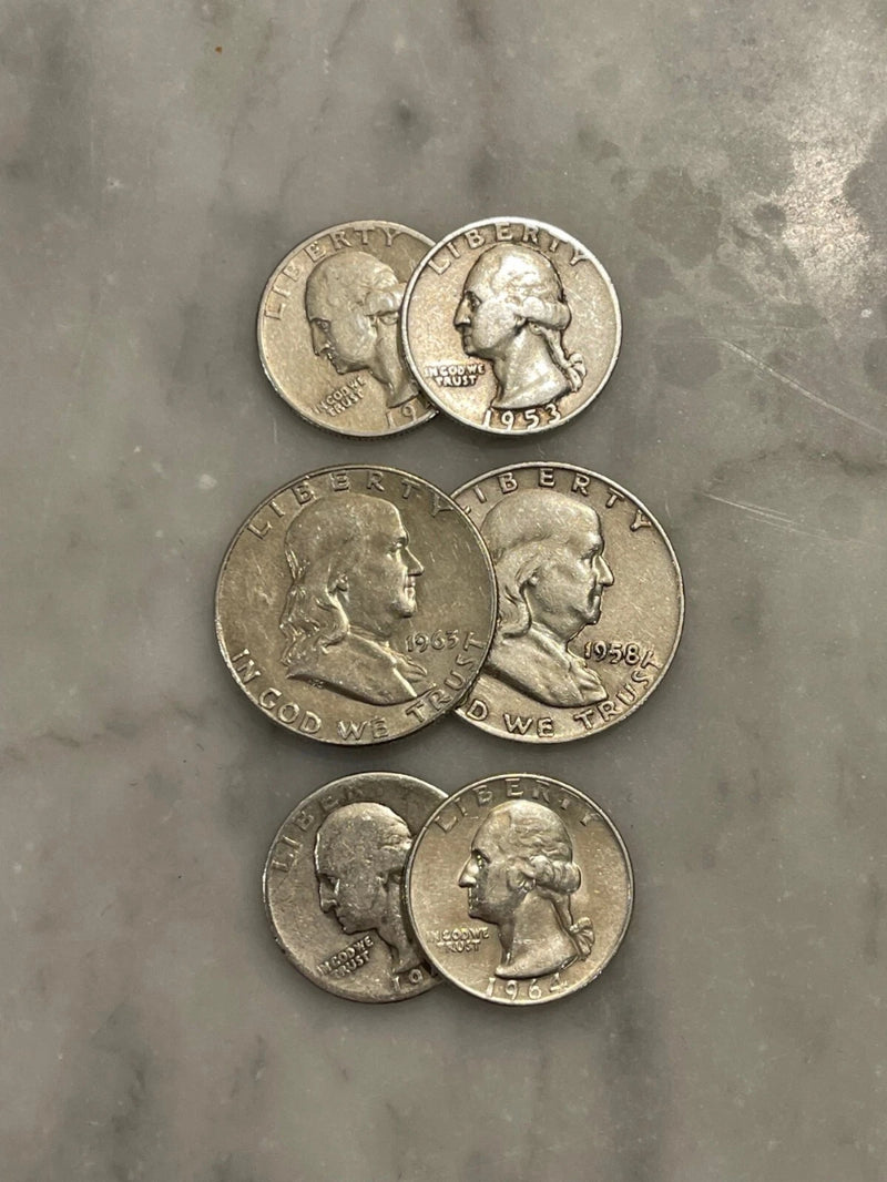 $2 Face 90% Silver (2) Franklin Half Dollar (4) Quarters - Choose How Many Lots!-2