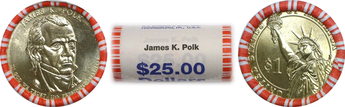 2009 D James K. Polk $25 Face Bank Wrapped Presidential Dollar Roll-1