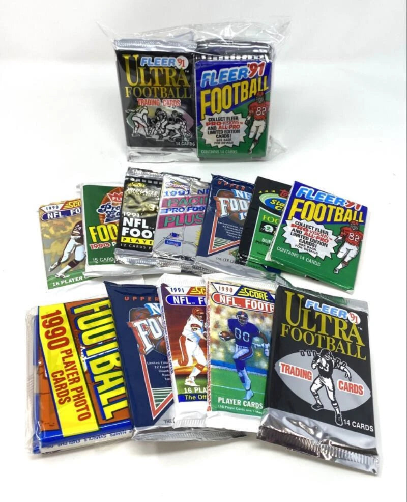100 Unopened Vintage NFL Football Cards in factory Sealed Wax Packs-2