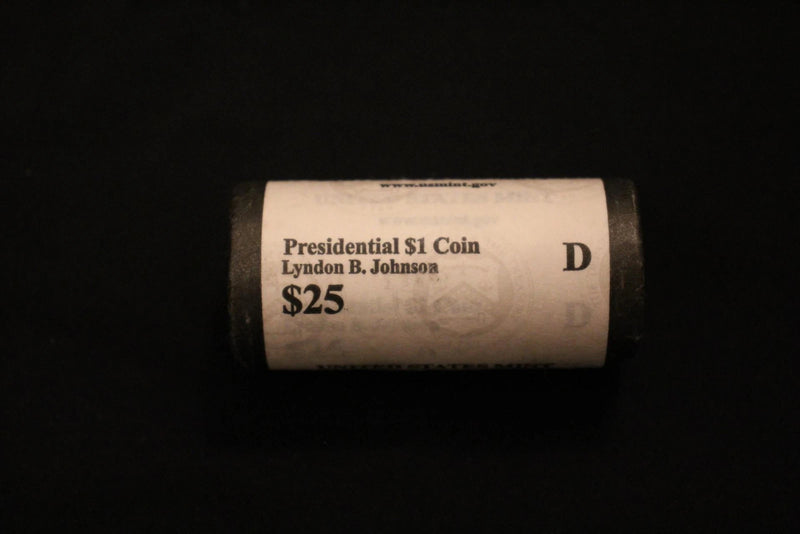2015-D Lyndon B. Johnson Presidential $1 Coin Roll of $25 Unc US Mint BU Roll-3