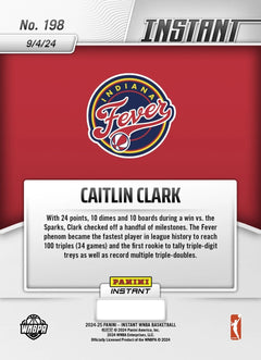 Tarjeta RC CAITLIN CLARK #198 NOVATO, grado 10, 2024 Panini Instant Indiana Fever-4