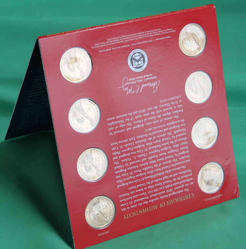 2010 Presidential $1 Coin Uncirculated Set 8 Golden BU Dollars US Mint SEALED-3