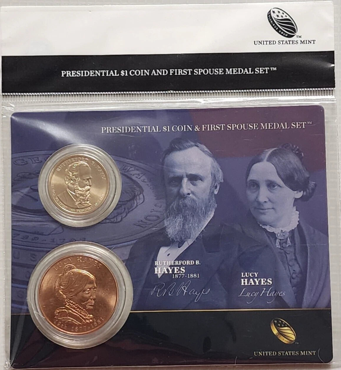 Presidential $1 Coin and Spouse Medal Set: Rutherford & Lucy Hayes-3