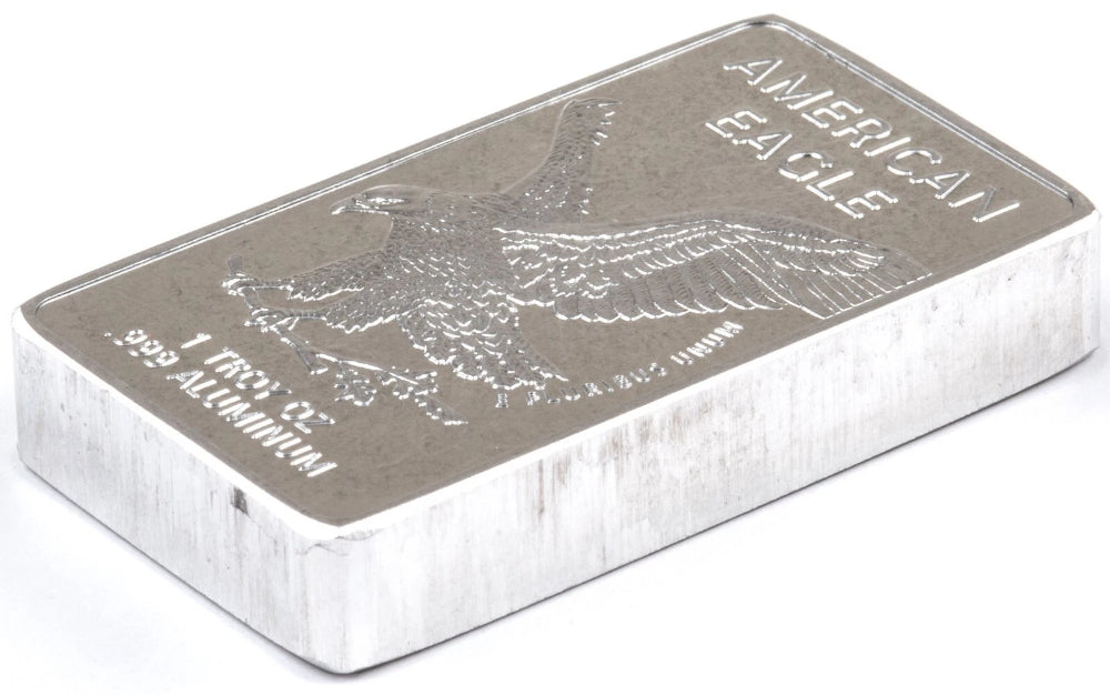 1 TROY OUNCE/OZ .999 Pure Aluminum (Al) Metal Walking Liberty Bar - Eagle-3