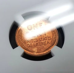 1938 Lincoln Cent certified Mint Error, Reverse Struck Thru, MS 66 RD by NGC!-3