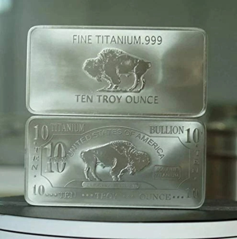 1 barra de titanio Buffalo de 10 onzas, elemento de titanio fino .999, uno a diez onzas-3