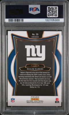 Graded 2024 Panini Select Malik Nabers #29 Silver Rookie RC Card PSA 10 Gem Mint-2
