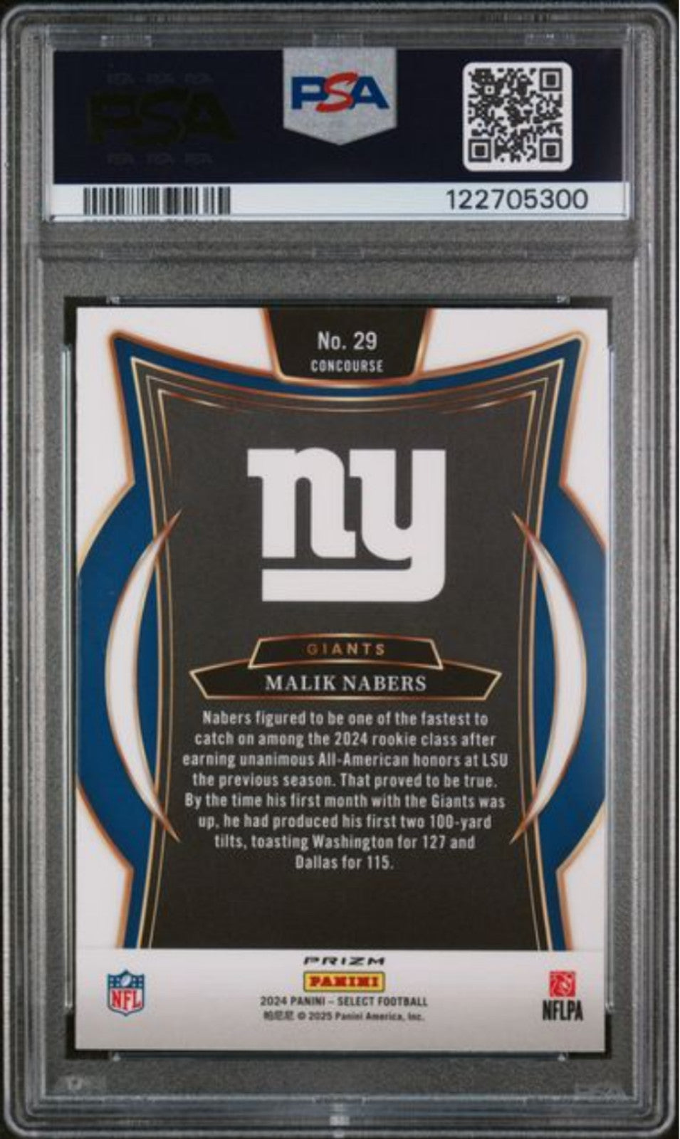 Graded 2024 Panini Select Malik Nabers #29 Silver Rookie RC Card PSA 10 Gem Mint