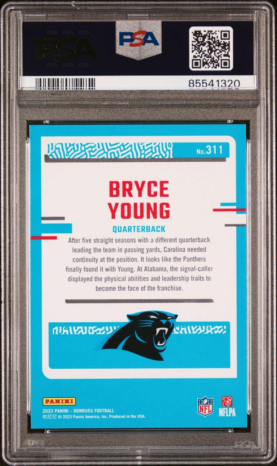 Graded 2023 Panini Donruss Bryce Young #311 Rookie RC Football Card PSA 10 Gem-2