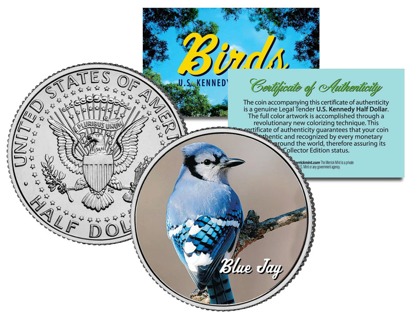BLUE JAY BIRD JFK Kennedy Half Dollar US Colorized Coin-1