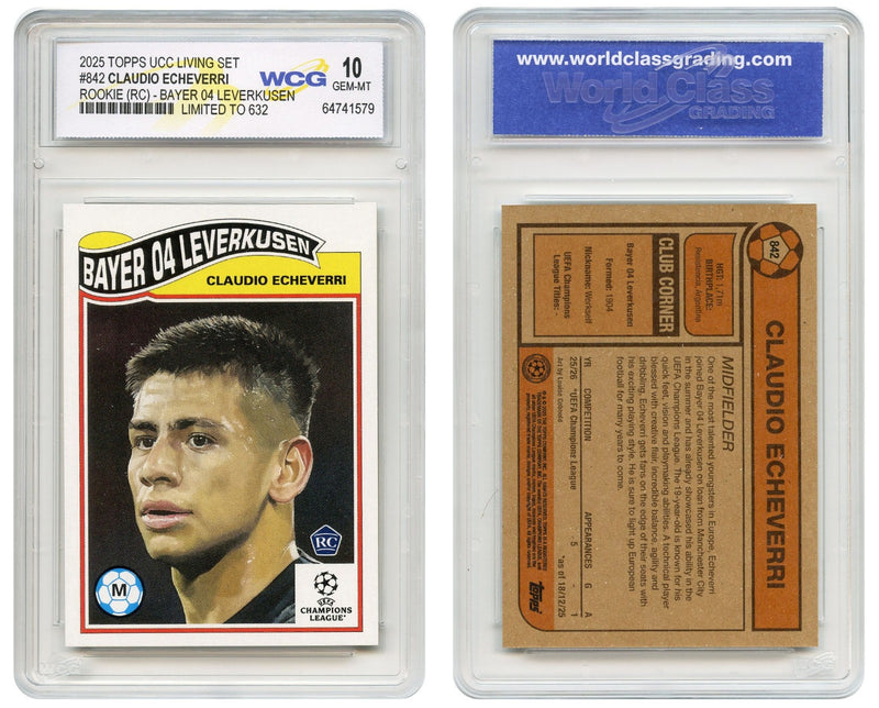 2025 Topps UCC Living CLAUDIO ECHEVERRI Soccer Rookie Card #842 - GEM-MINT 10-2