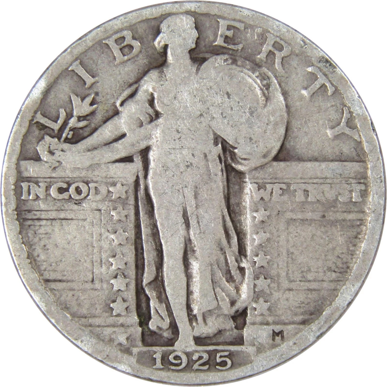 1925 Standing Liberty Quarter G Good 90% Silver 25c US Type Coin Collectible-1