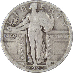 1925 Standing Liberty Quarter G Good 90% Silver 25c US Type Coin Collectible-1