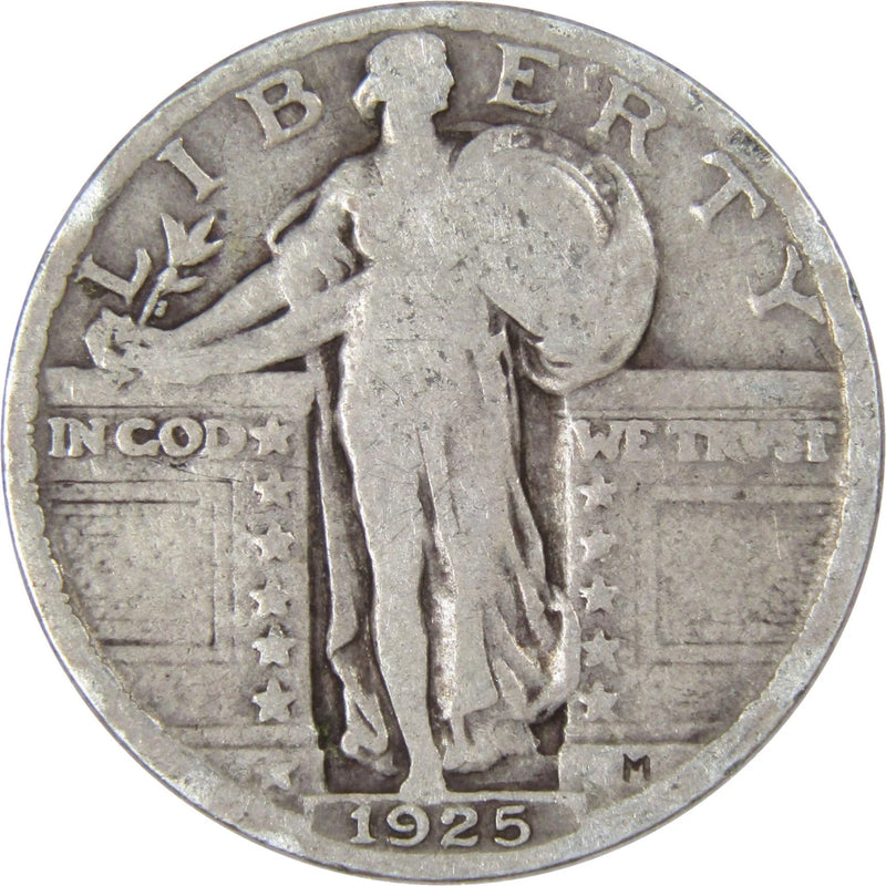 1925 Standing Liberty Quarter G Good 90% Silver 25c US Type Coin Collectible-1