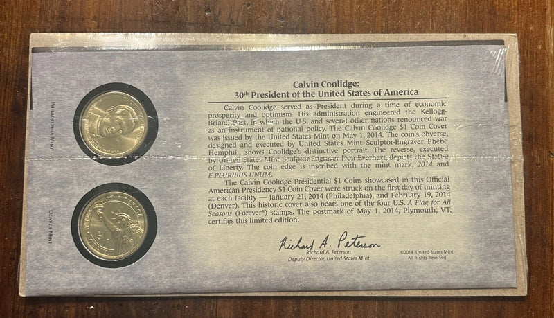 2014 Calvin Coolidge P&D Presidential Dollars - Sealed First Day Cover-3