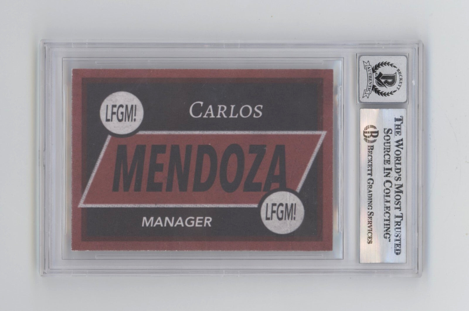Carlos Mendoza Mets Manager Custom Card Signed w/ LGM! Beckett BGS 10 Auto-2