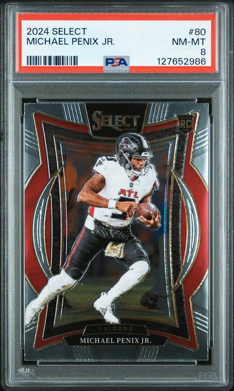 Graded 2024 Panini Select Michael Penix Jr. #80 Rookie RC Football Card PSA 8-1
