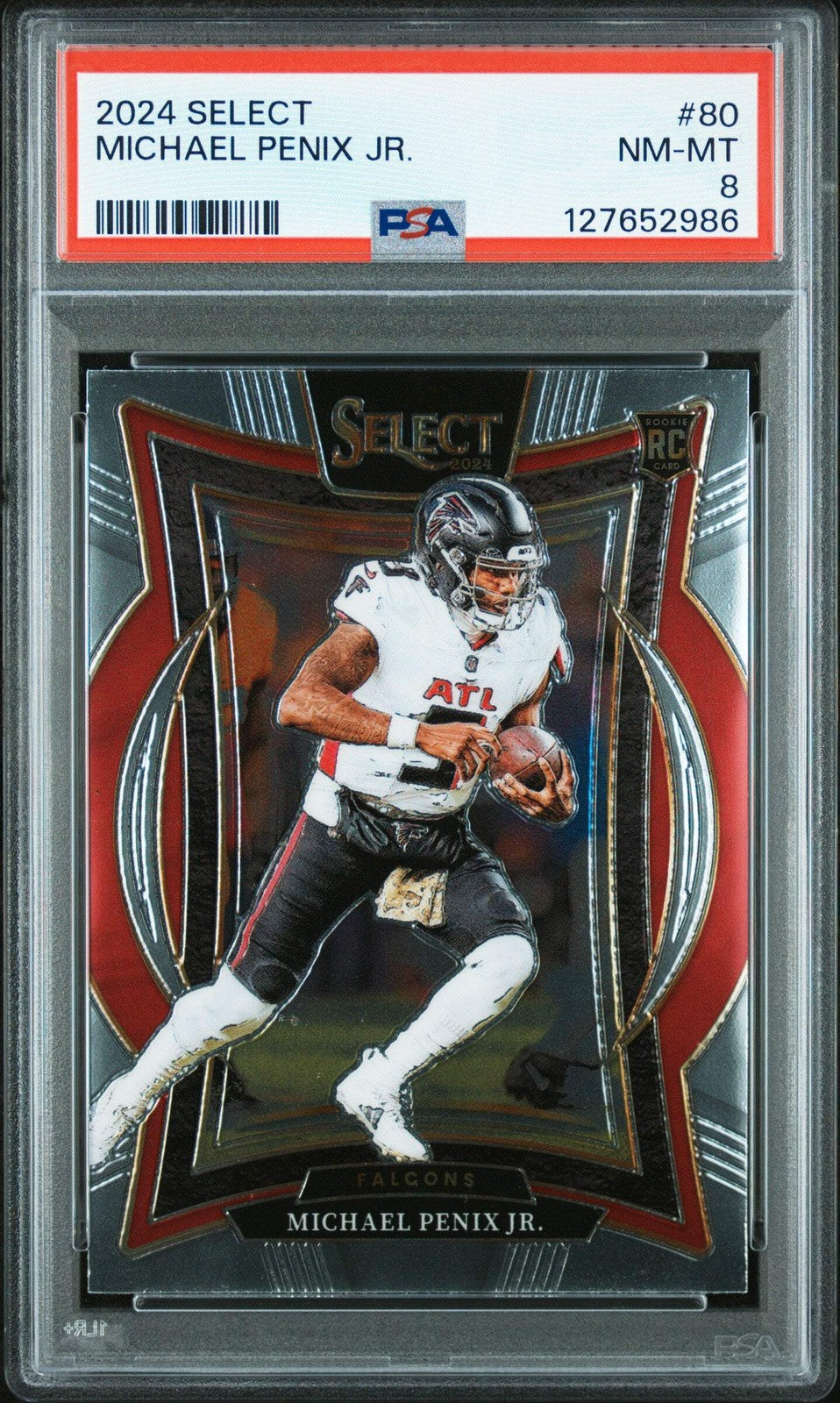 Graded 2024 Panini Select Michael Penix Jr. #80 Rookie RC Football Card PSA 8