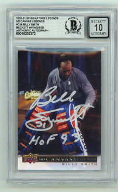 Billy Smith 2020-21 SP Signature UD Canvas Legends Signed w/ HOF 93 BGS 10 Auto-1