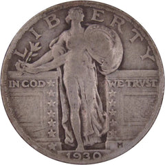 1930 Standing Liberty Quarter VG Very Good 90% Silver 25c US Type Coin-1