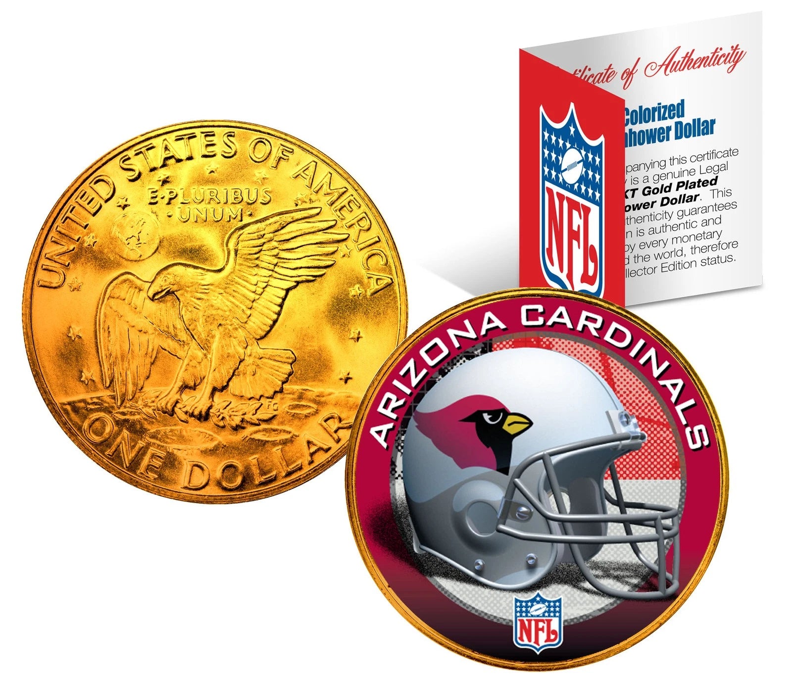 ARIZONA CARDINALS NFL 24K Gold Plated IKE Dollar US Coin * NFL LICENSED *-1