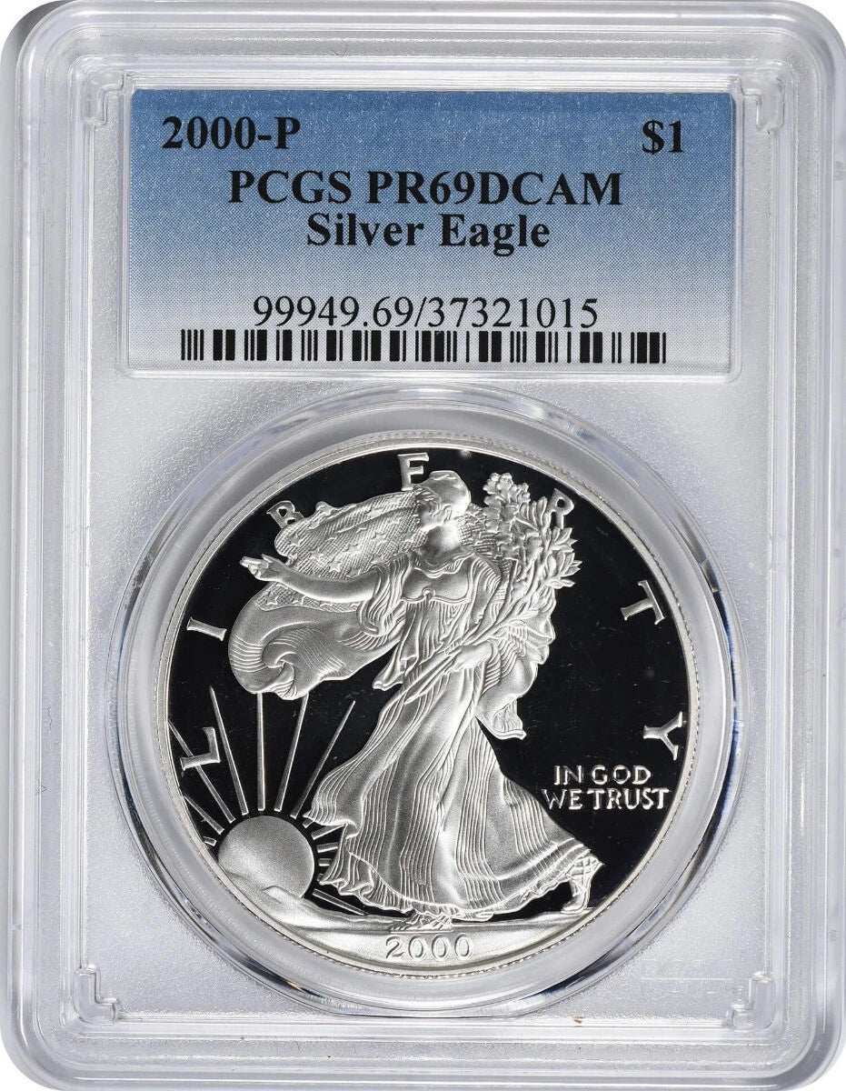 2000-P American Silver Eagle Dollar PR69DCAM PCGS Proof 69 Deep Cameo-1