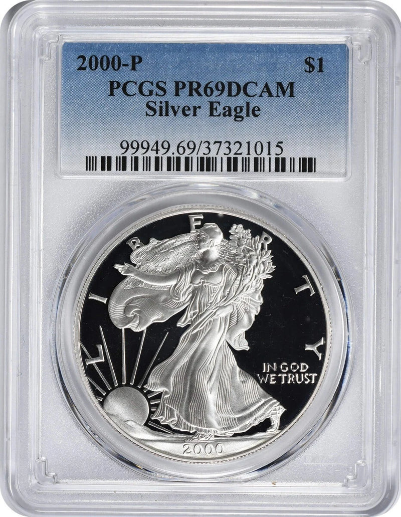 2000-P American Silver Eagle Dollar PR69DCAM PCGS Proof 69 Deep Cameo-1