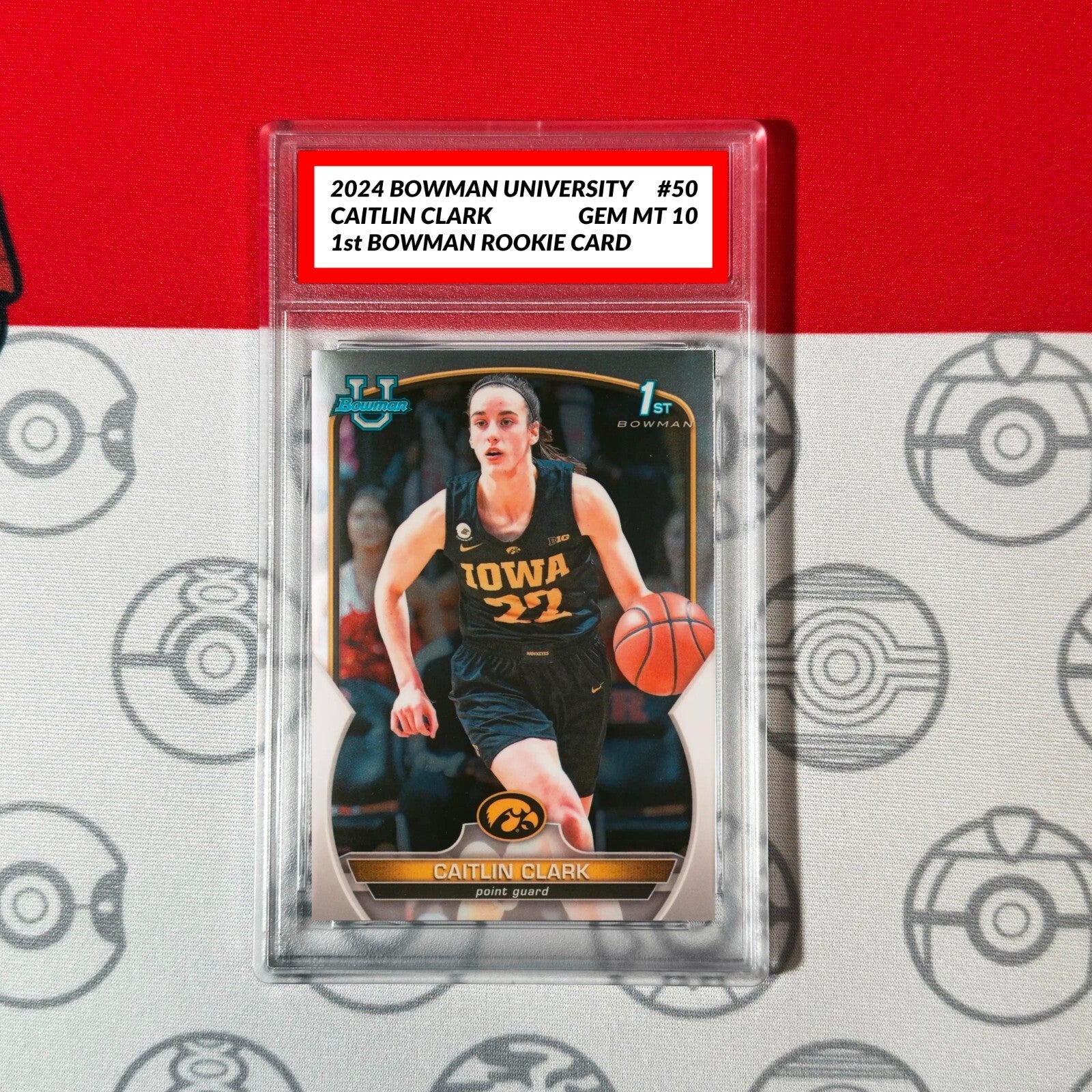 Graded 10 Caitlin Clark #50 2022-23 Bowman University Chrome 1st RC Rookie Card-1