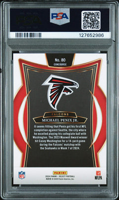 Graded 2024 Panini Select Michael Penix Jr. #80 Rookie RC Football Card PSA 8-2